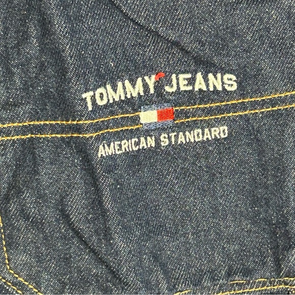 VINTAGE Y2K Tommy Hilfiger Shorts Sz 29 Blue Dark Denim Carpenter Baggy Wide Leg - Picture 10 of 14